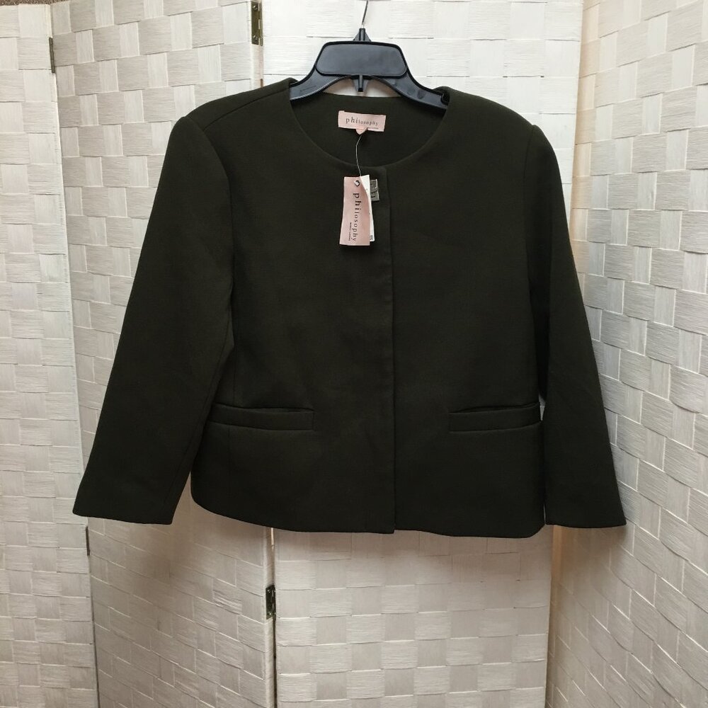 NWT Philosophy dark olive green blazer size 12